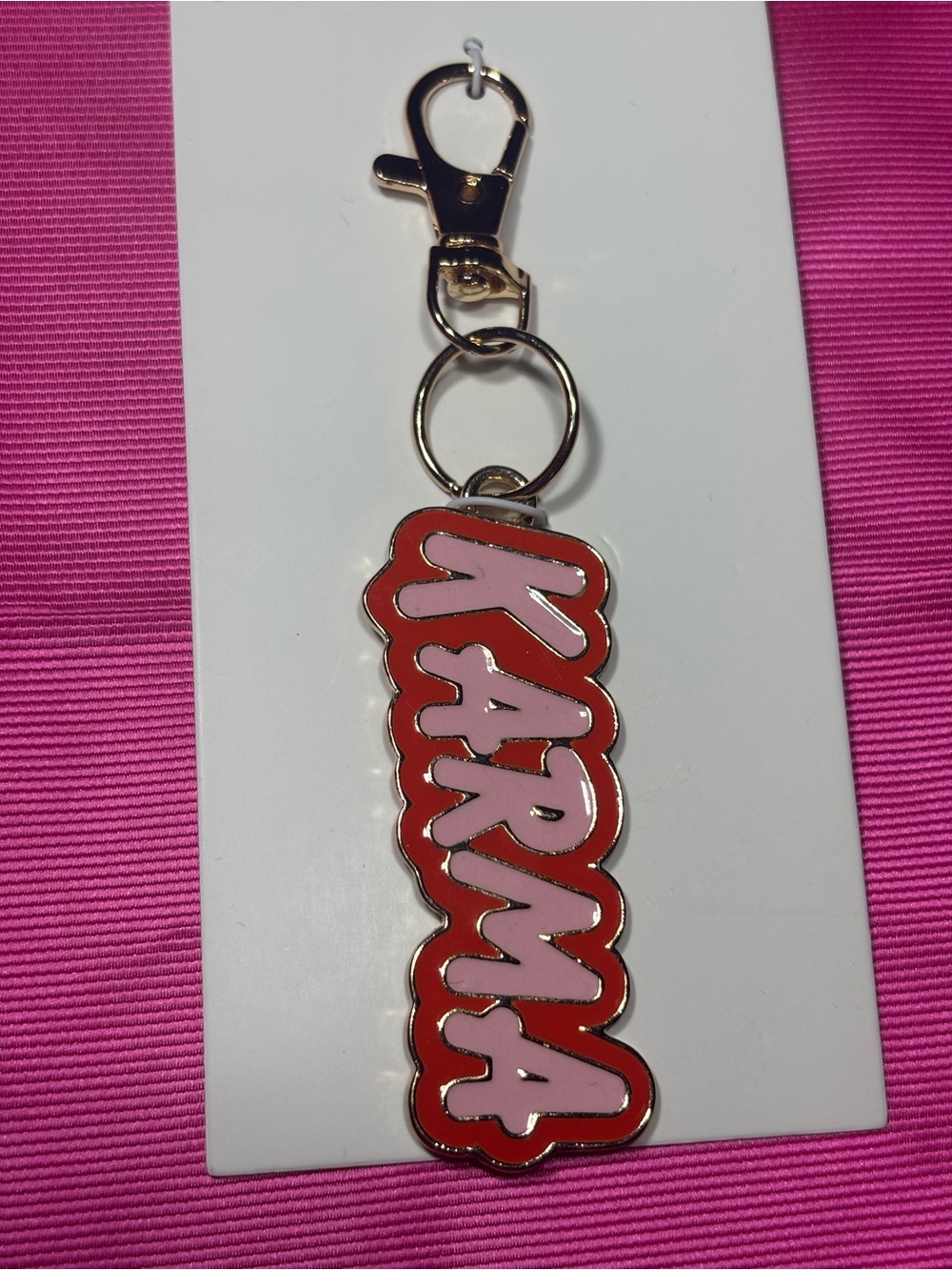 New Bag Charm Karma Charm Pink & Red Keychain